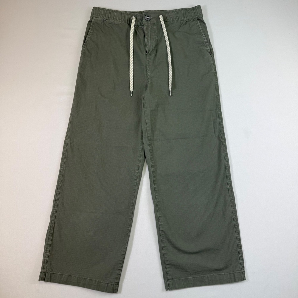 Vuori Ripstop Wide Leg Crop Pants Womens Medium Olive Green Hiking Trail Lounge
